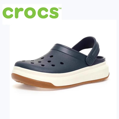 Crocs Unisex-Adult Classic Clogs Slippers with back strap and geometric pattern, water-friendly EVA material, casual slip-on style for adults.