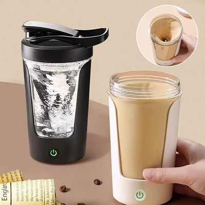 450ml electric automatic mixing cup, portable whey protein shaker bottle with rechargeable stirring, glass material.