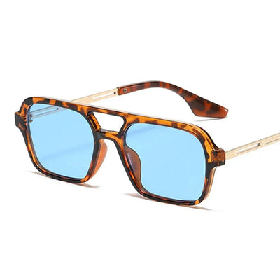 Women's Luxe Plus Square Sunglasses with blue mirror lenses and tortoiseshell frame.