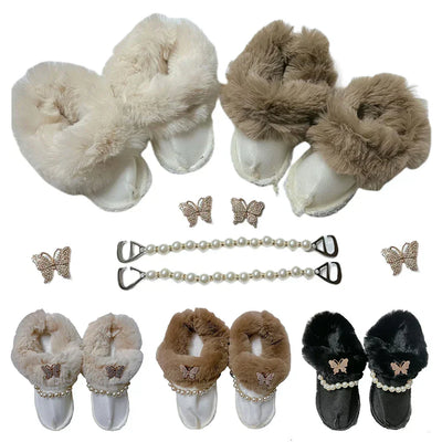 Winter plush liner Croc shoes Shoes Cover insoles set with fur  for warmth.